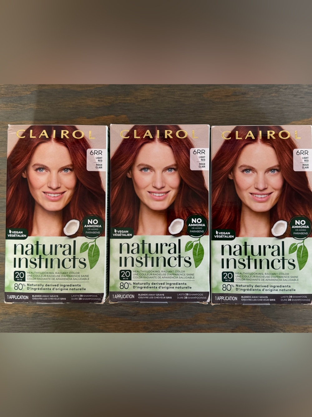 (3 Pack) New Clairol Natural Instincts Semi-Permanent Hair Color, 6RR Light Red